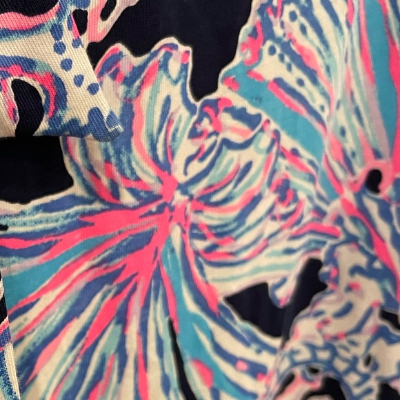 Lilly Pulitzer Dress XXS Luella Deep Sea Navy Blue Pink Shells Bells Pima Cotton - Picture 6 of 7